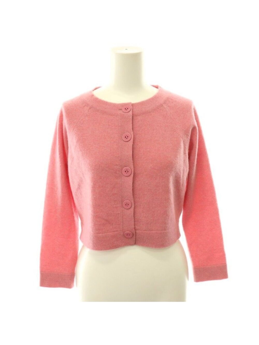 Chanel Cashmere CC Logo Button Cardigan Knit Long Sleeve Pink 36